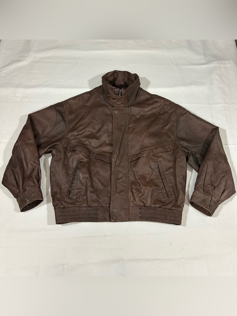 Vintage Brown Nappa Leather Bomber Jacket Men’s Sz XL 46-48 Aviator Flight Lined